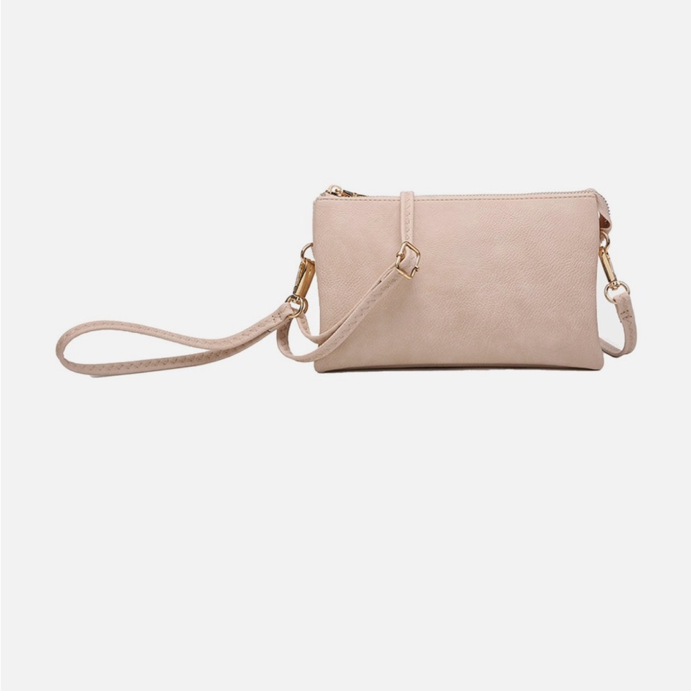 NWT Jen & Co The Riley Elegant Cream Clutch with Wristlet and Gold Accents
